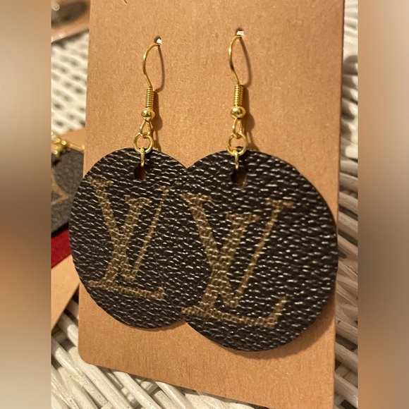 Custom Made Earrings - 1.5” NWT hand crafted and upcycled from a rehab bag - Picture 3 of 4